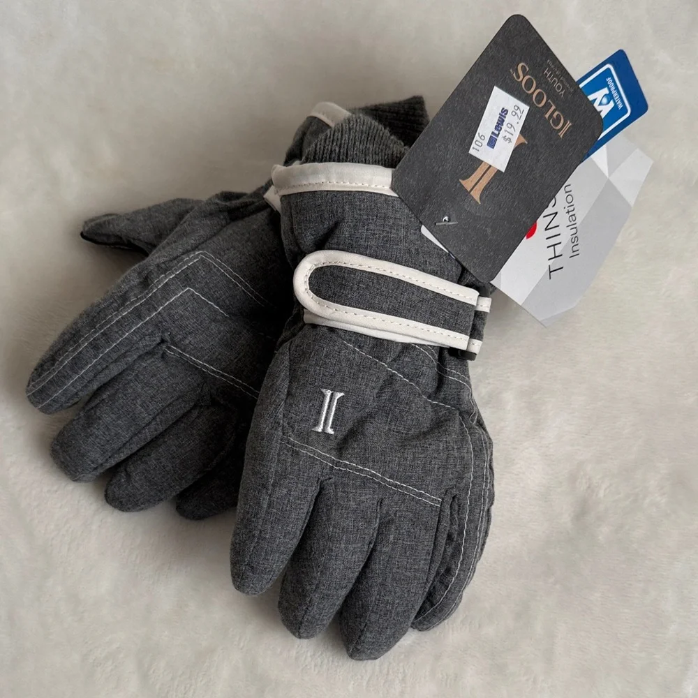 Igloos Kids Gloves in Charcoal and White